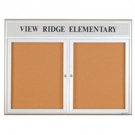 48 x 36" Double Door Radius Frame w/ Header-Outdoor Enclosed Corkboard